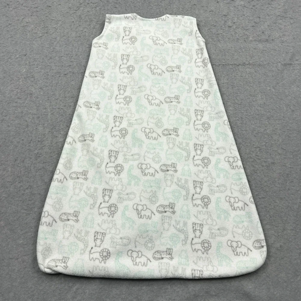 Halo Baby‎ Sleep Sack Size Medium 6-12M Months White Fleece Animals Zip Blanket